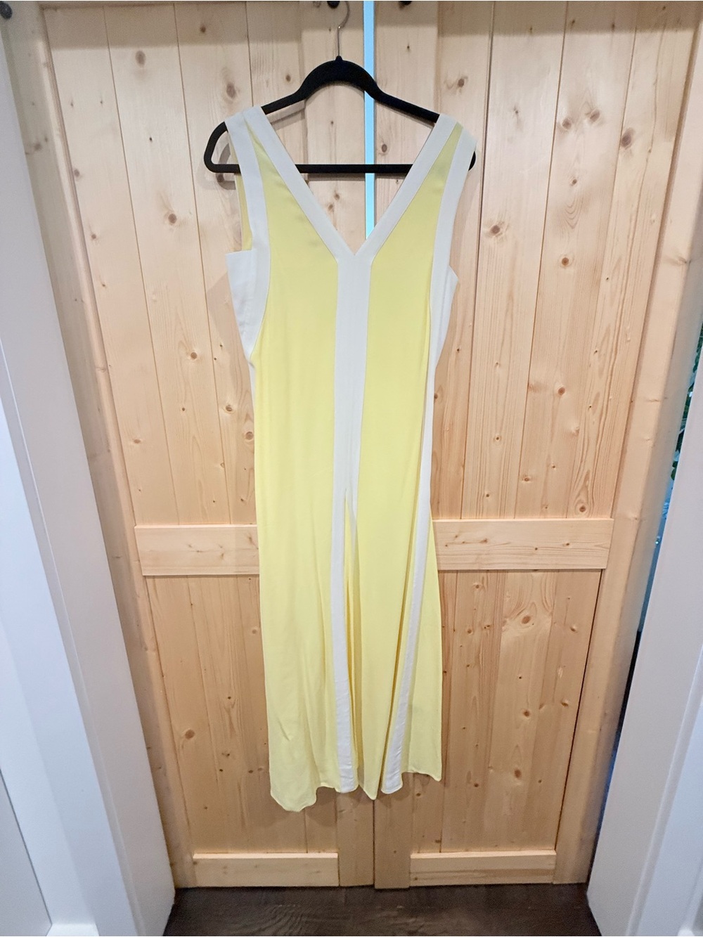 Reiss Yellow and White V-Neck Maxi Dress